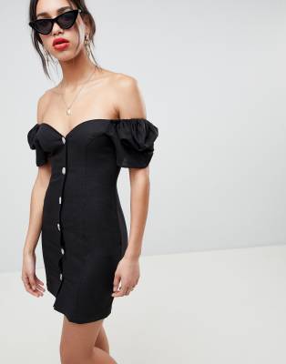 asos black linen dress