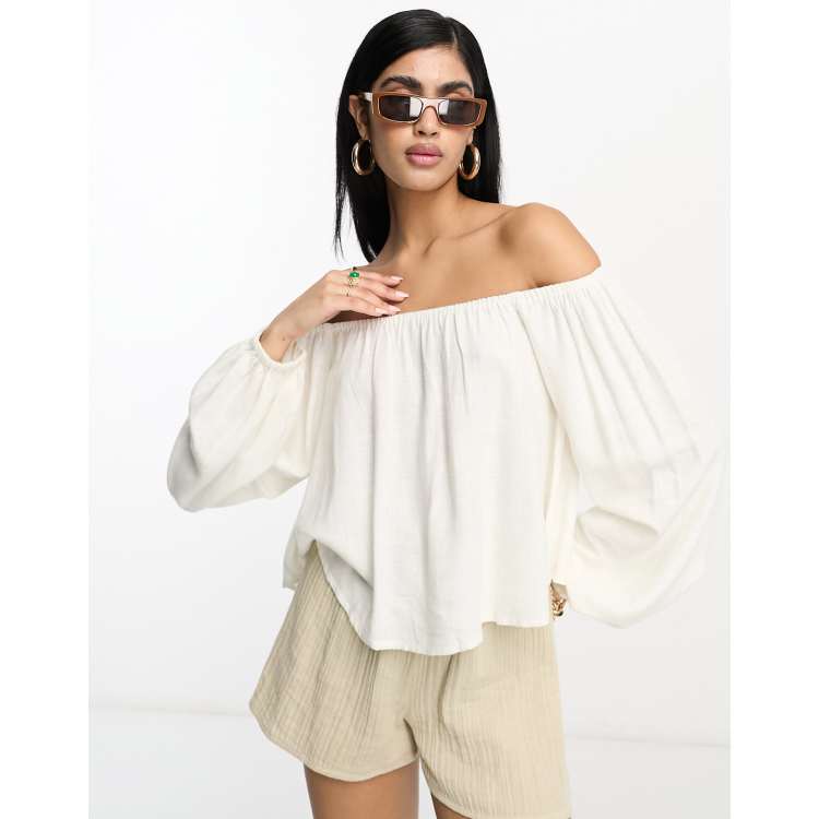 White off shoulder 2024 top with bell sleeves