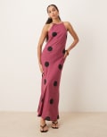 [ASOS DESIGN] ASOS DESIGN linen racer maxi sundress in purple spot-Multi 16 Spot