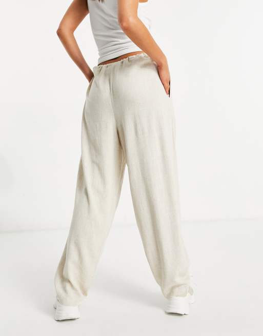 ASOS DESIGN linen relaxed dad pants in stone, 2 of 4