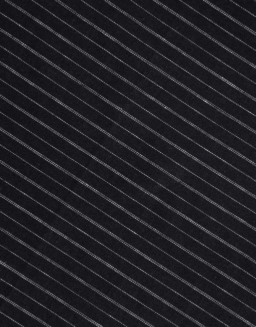 ASOS DESIGN linen rich pinstripe headscarf in navy, 3 of 3