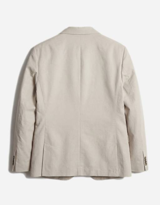 ASOS DESIGN linen rich slim suit jacket in stone twill, 7 of 12