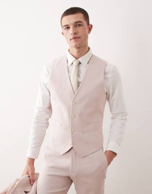 ASOS DESIGN linen rich suit vest in light pink light pink 13490₽