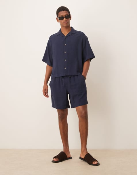 ASOS DESIGN linen set in navy - view 1