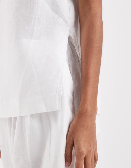 ASOS DESIGN linen shell top in white, 4 of 4