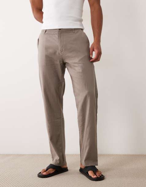ASOS DESIGN linen shirt and pants set in brown - view 1