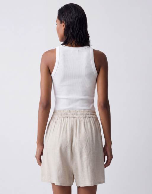 ASOS DESIGN linen shorts in oatmeal (part of a set), 2 of 5