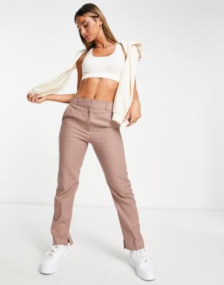 ASOS DESIGN linen slim skim cigarette trouser in mink - ASOS Price Checker