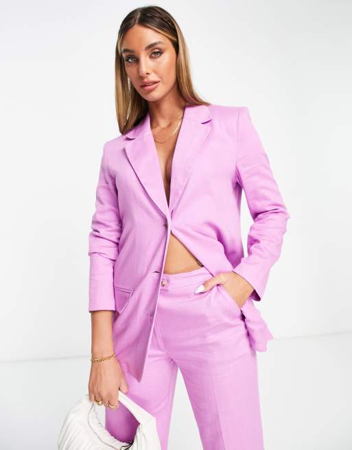 ASOS DESIGN linen suit in pink