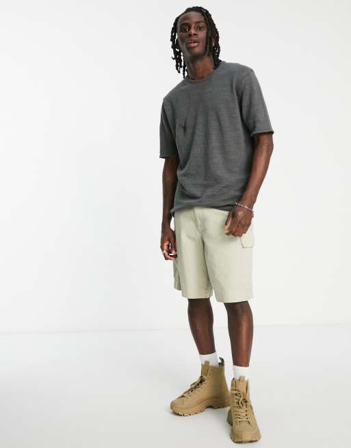 ASOS DESIGN linen slub t-shirt in washed black, 3 of 4