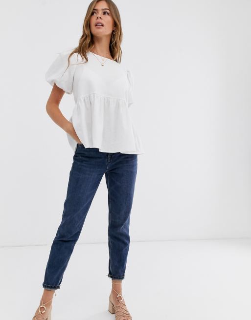 Linen cheap smock top