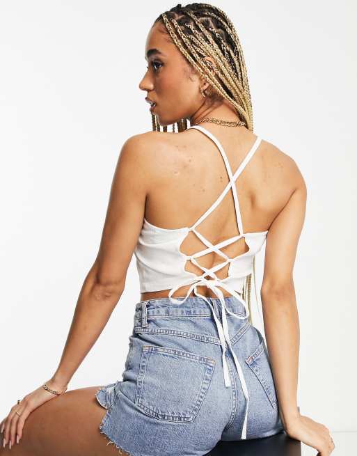 Lace Up Back Halter Top