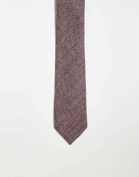 ASOS DESIGN linen tie in burgundy - view 1