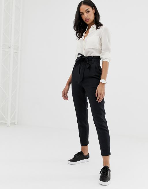 ASOS DESIGN linen tie waist tapered peg pants | ASOS