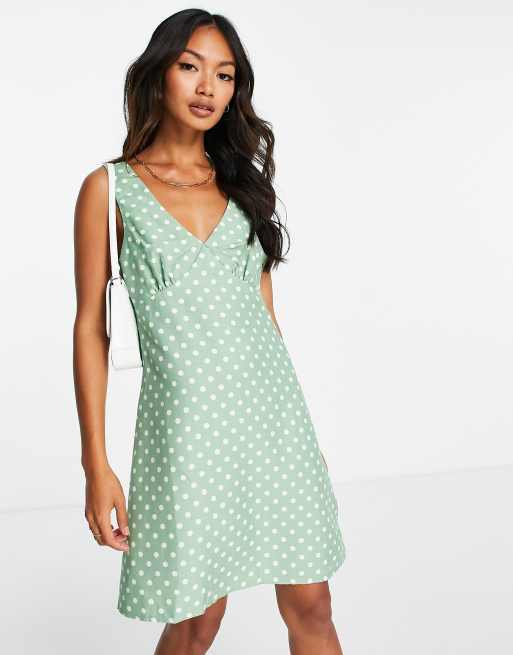 Asos green clearance polka dot dress