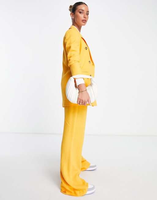 ASOS DESIGN mustard wide leg pants