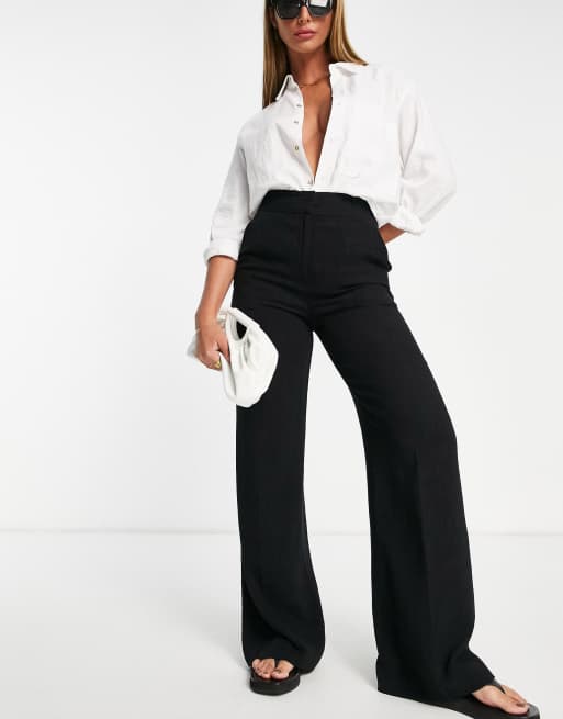 Black flare leg outlet trousers