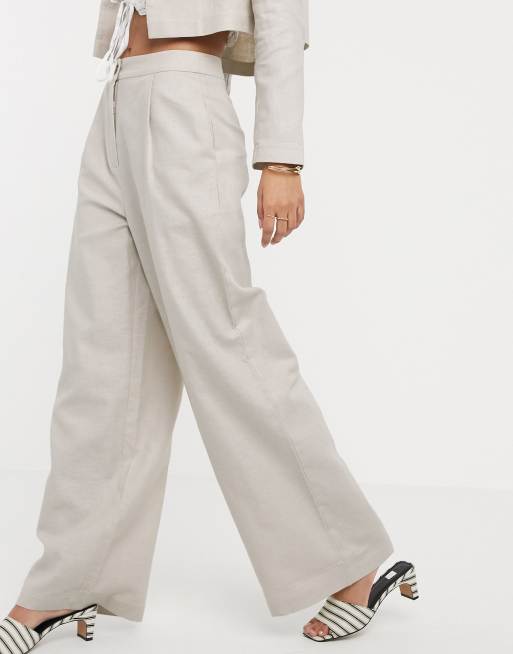 ASOS DESIGN linen wide leg suit pants