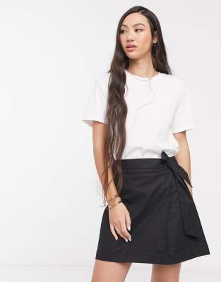 black wrap mini skirt