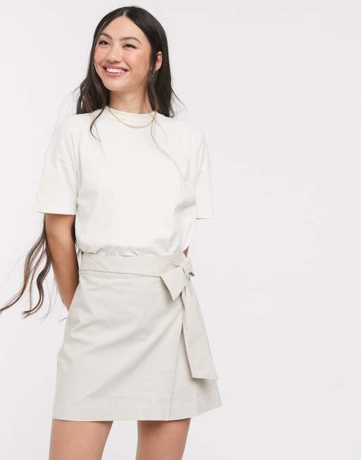 ASOS DESIGN linen wrap mini skirt