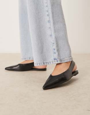 ASOS DESIGN - Linford - Ballerinas in Schwarz mit Fersenriemen