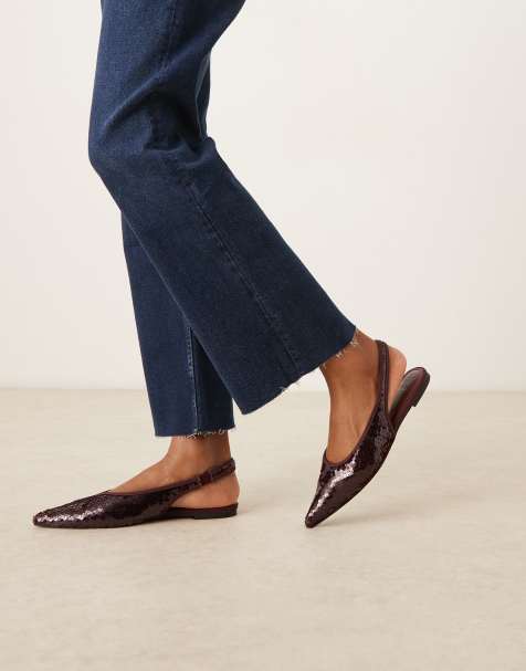 ASOS DESIGN - Linford - Ballerine bordeaux con cinturino posteriore e paillettes - view 1