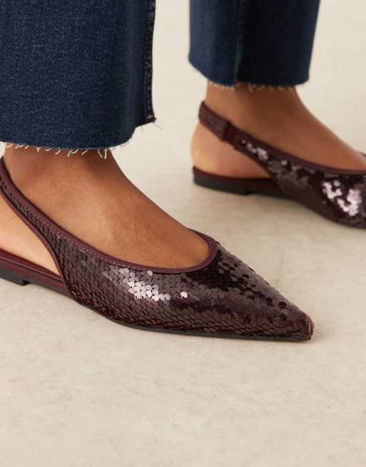 ASOS DESIGN - Linford - Bordeaux ballerinaer med hælrem og pailletter, 4 af 4