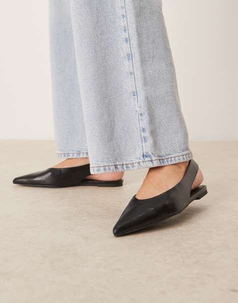 ASOS DESIGN Linford slingback ballet flats in black - view 1