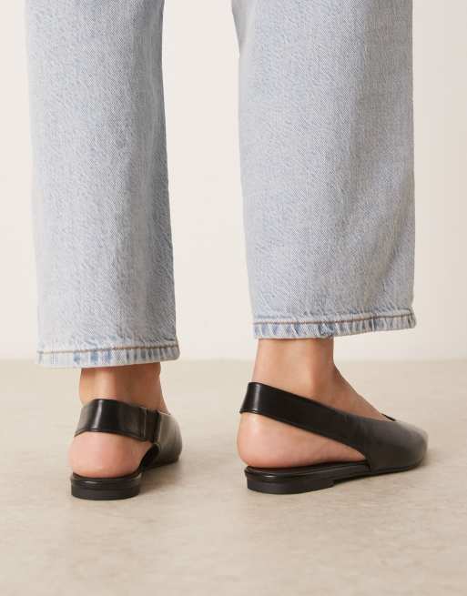 ASOS DESIGN Linford slingback ballet flats in black