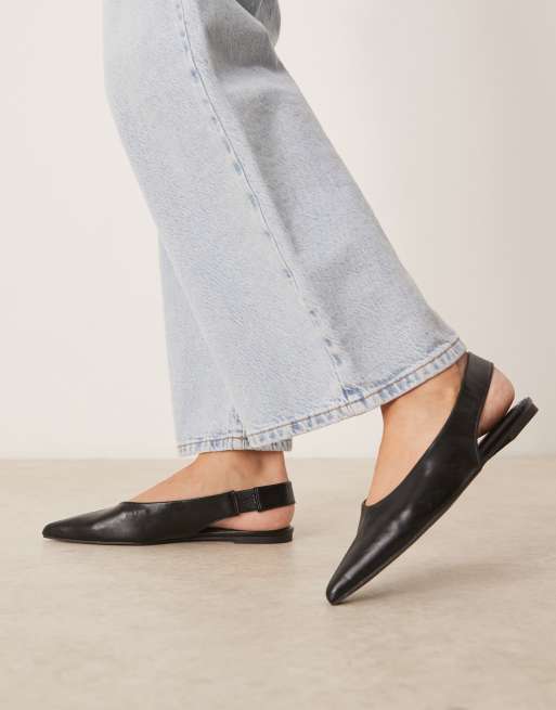 ASOS DESIGN Linford slingback ballet flats in black