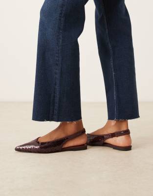 Asos Design Linford Slingback Ballet Flats In Brown