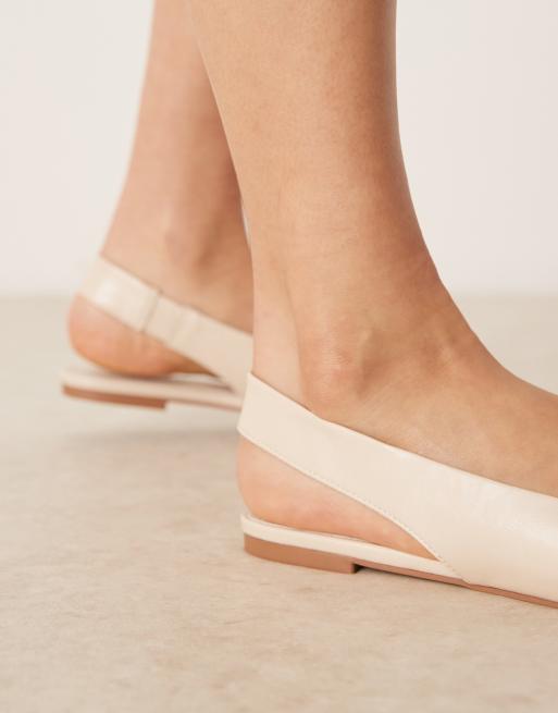 ASOS DESIGN Linford slingback ballet flats in off white