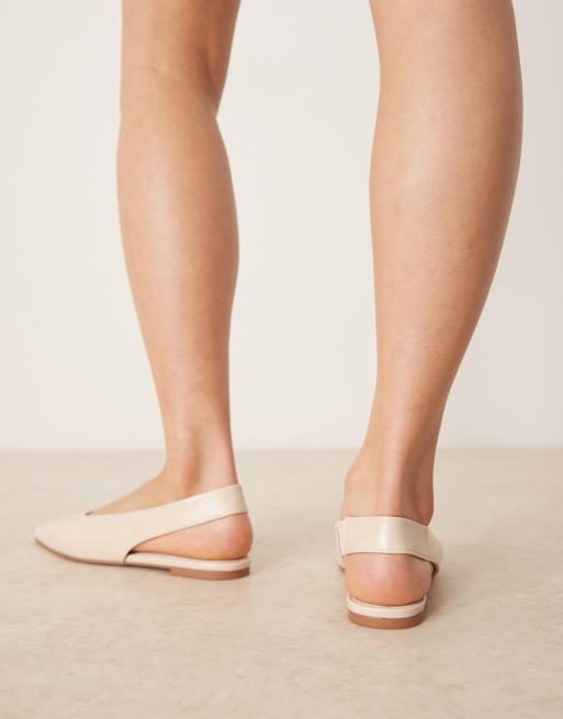 ASOS DESIGN Linford slingback ballet flats in off white