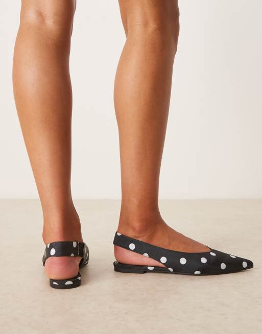 ASOS DESIGN Linford slingback ballet flats in polka dot