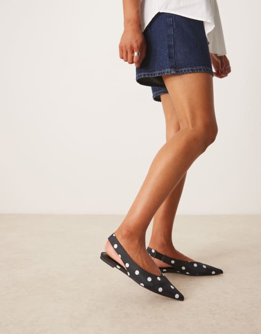 ASOS DESIGN Linford slingback ballet flats in polka dot