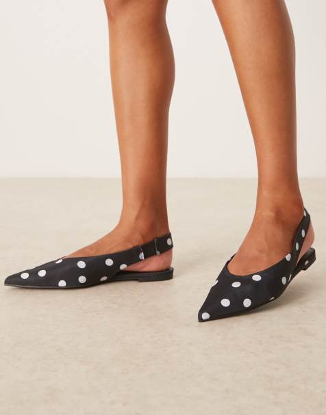 ASOS DESIGN Linford slingback ballets in polka dot - view 1