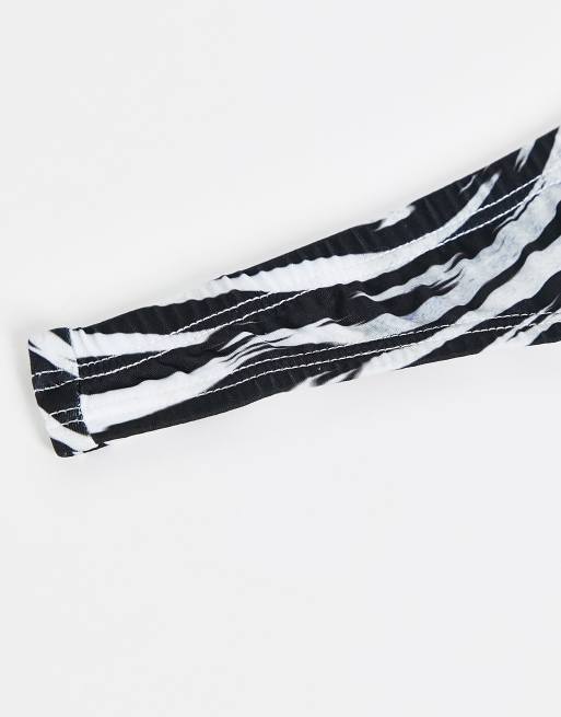 ASOS DESIGN lingerie thong in slinky fabric in zebra print, 3 of 4