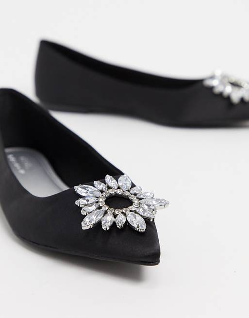 satin black flats