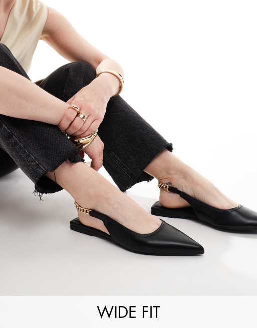 ASOS DESIGN - Link - Ballerina's met brede pasvorm in zwart