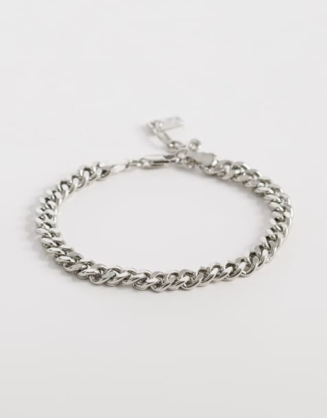 ASOS DESIGN link curb chain bracelet in silver tone - view 1