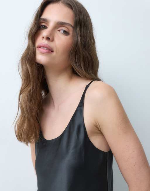 ASOS DESIGN linne med djup halsringning i svart, 3 av 5