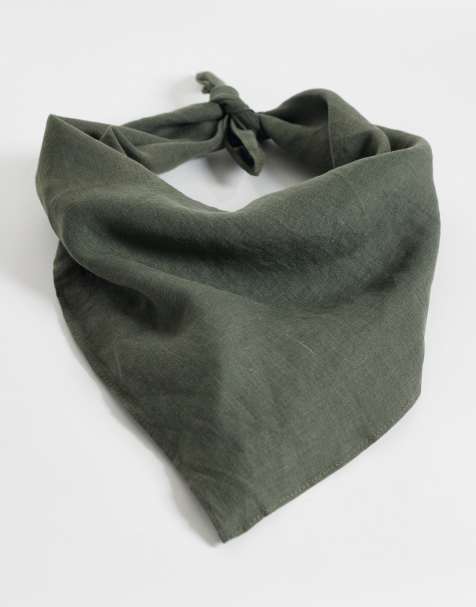 ASOS DESIGN - Linnen bandana in kaki - view 1