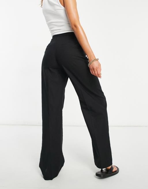 ASOS DESIGN - Linnen broek met rechte pijpen in zwart, 2 van 4
