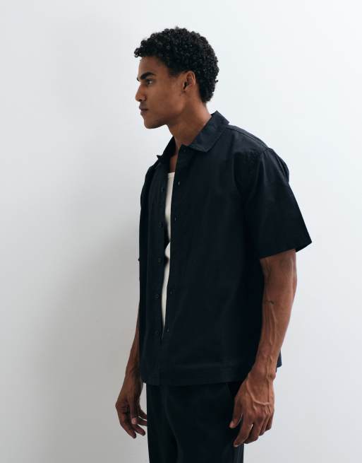 ASOS DESIGN linnen overhemd met korte mouwen in zwart, 5 van 5