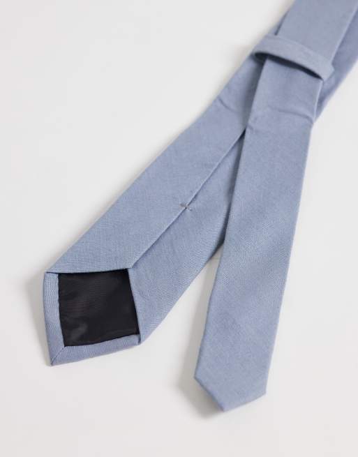 ASOS DESIGN - Linnenmix stropdas in blauw, 3 van 3