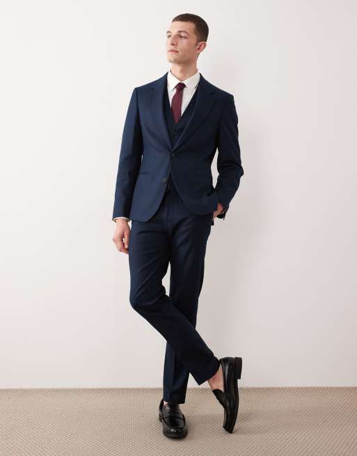 ASOS DESIGN - Linnenrijk skinny colbert in marineblauw, 2 van 5