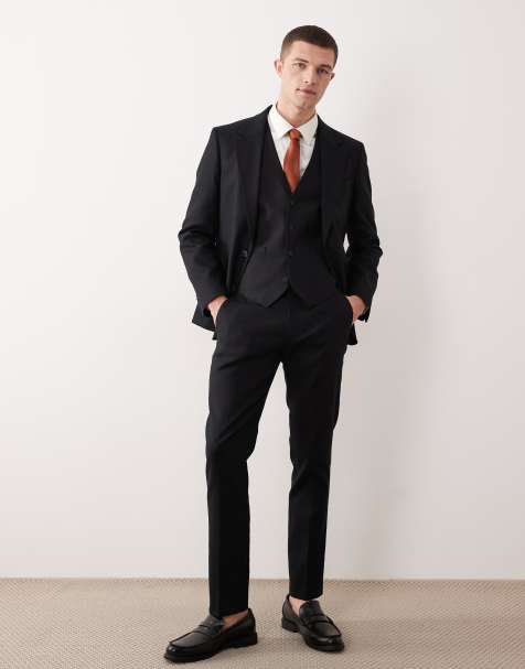 ASOS DESIGN - Linnenrijk skinny pak in zwart - view 1