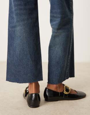 Asos Design Linton Square Toe Mary Jane Ballet Flats In Black