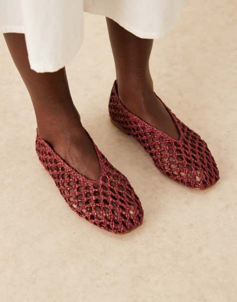 ASOS DESIGN - Linus - Ballerine semplici bordeaux intrecciate - view 1
