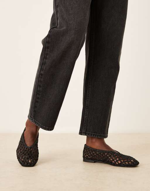 ASOS DESIGN Linus clean ballet flats in black weave